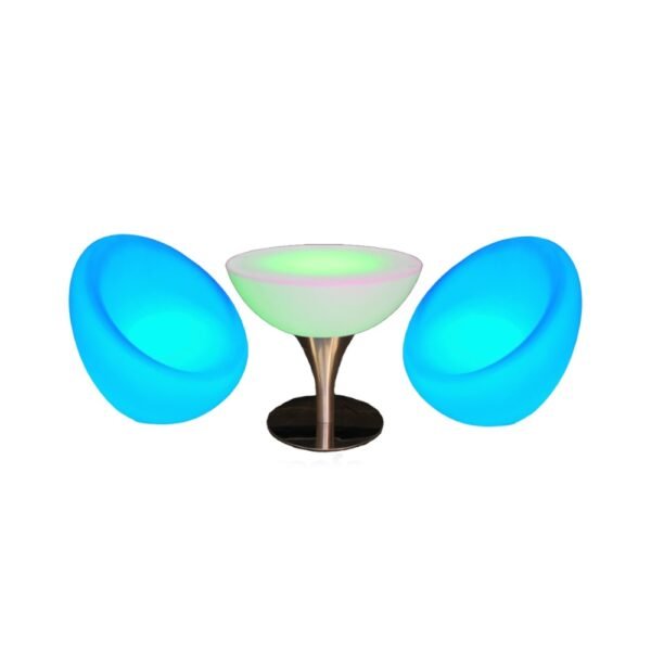 3 Piece LED Champagne Table & Bubble Chair Set
