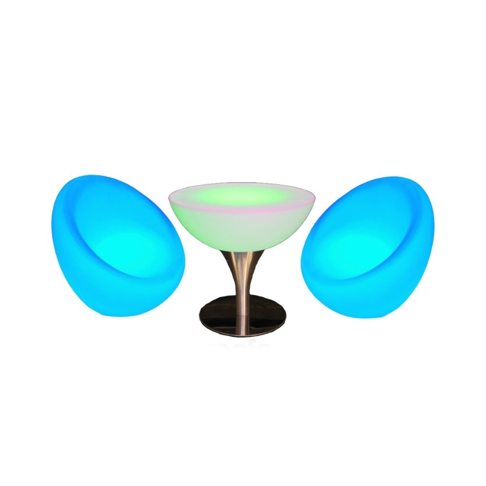 3 Piece LED Champagne Table & Bubble Chair Set