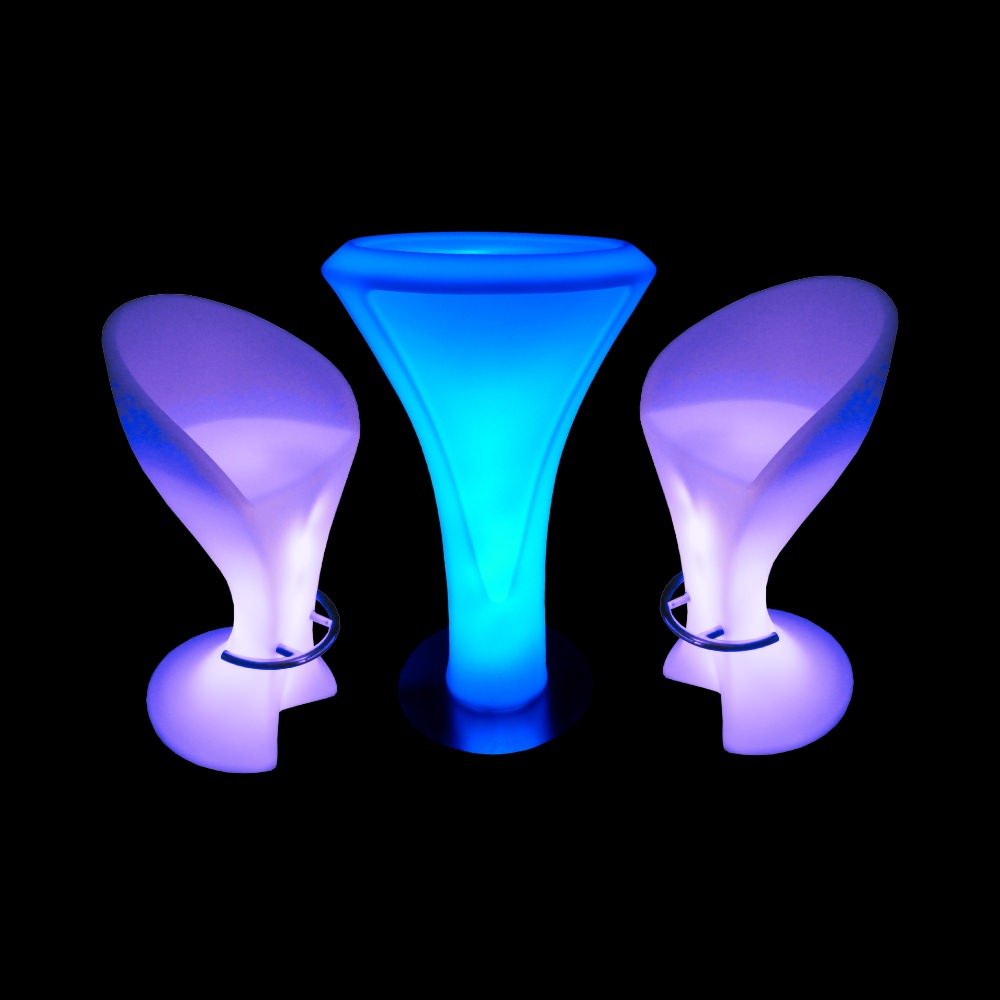 3 Piece LED Poseur Table & Bar Stool Set