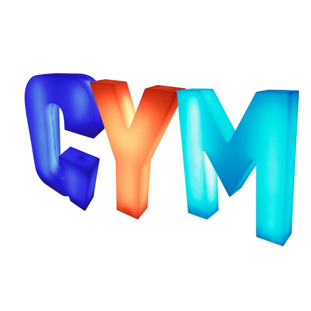 GYM 4ft LED Light Up Letters Set on White Background