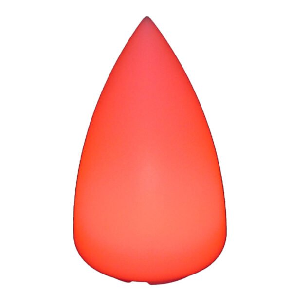 Red illuminated teardrop shape