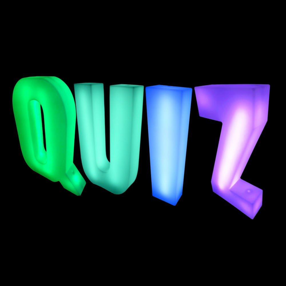 QUIZ 4ft LED Light Up Letters Set on Black Background
