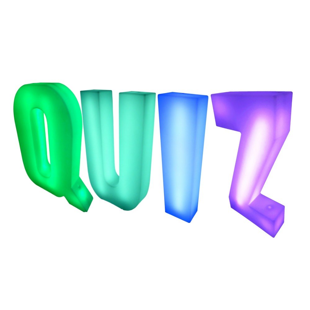 QUIZ 4ft LED Light Up Letters Set on White Background